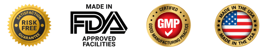Certification badges for AquaSculpt: GMP certified, FDA registered, made in USA, non-GMO, natural ingredients